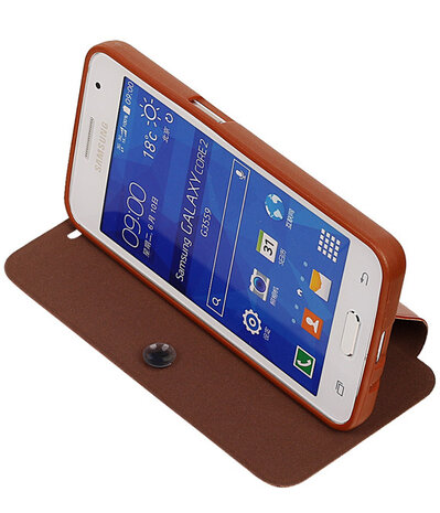 Bestcases Bruin TPU Booktype Motief Hoesje voor Samsung Galaxy Core 2