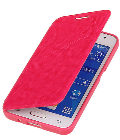 Bestcases Roze TPU Booktype Motief Hoesje voor Samsung Galaxy Core 2