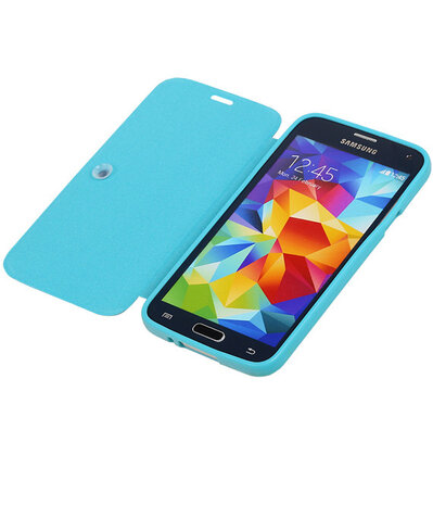 Bestcases Turquoise TPU Booktype Motief Hoesje Samsung Galaxy S5