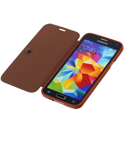 Bestcases Bruin TPU Booktype Motief Hoesje voor Samsung Galaxy S5