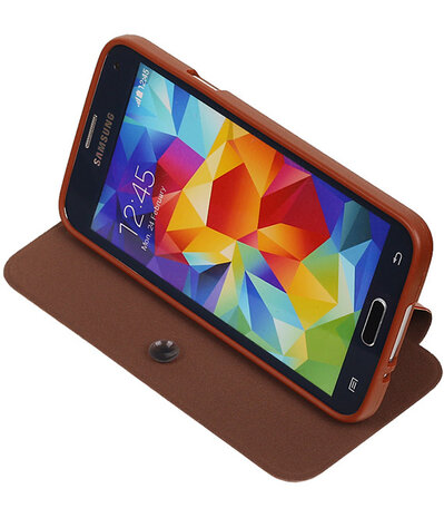 Bestcases Bruin TPU Booktype Motief Hoesje voor Samsung Galaxy S5