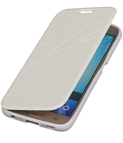 Bestcases Wit TPU Booktype Motief Hoesje voor Samsung Galaxy S6