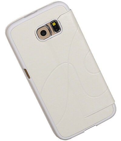 Bestcases Wit TPU Booktype Motief Hoesje voor Samsung Galaxy S6