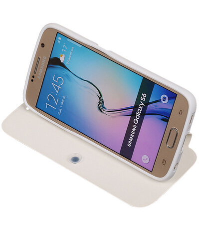 Bestcases Wit TPU Booktype Motief Hoesje voor Samsung Galaxy S6