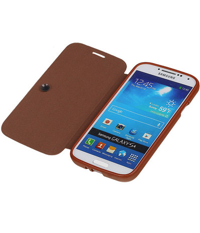 Bestcases Bruin TPU Booktype Motief Hoesje voor Samsung Galaxy S4