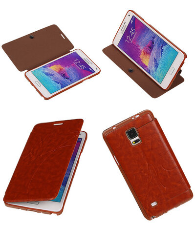 Bestcases Bruin TPU Booktype Motief Hoesje Samsung Galaxy Note 4