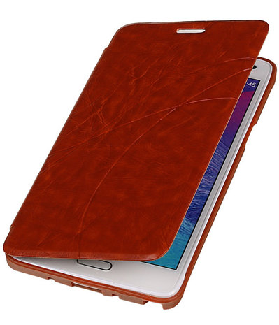 Bestcases Bruin TPU Booktype Motief Hoesje voor Samsung Galaxy Note 4