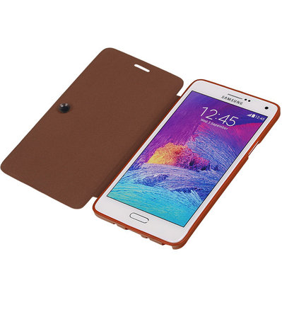 Bestcases Bruin TPU Booktype Motief Hoesje voor Samsung Galaxy Note 4