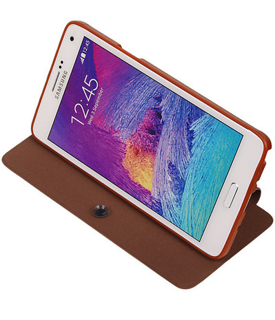 Bestcases Bruin TPU Booktype Motief Hoesje voor Samsung Galaxy Note 4