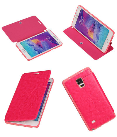 Bestcases Roze TPU Booktype Motief Hoesje Samsung Galaxy Note 4