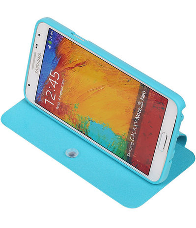 Bestcases Turquoise TPU Booktype Motief Hoesje voor Samsung Galaxy Note 3 Neo