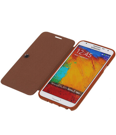 Bestcases Bruin TPU Booktype Motief Hoesje voor Samsung Galaxy Note 3 Neo