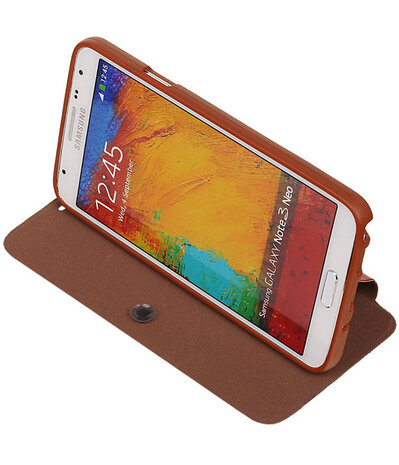 Bestcases Bruin TPU Booktype Motief Hoesje voor Samsung Galaxy Note 3 Neo