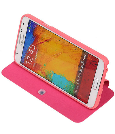 Bestcases Roze TPU Booktype Motief Hoesje voor Samsung Galaxy Note 3 Neo