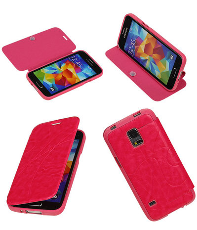 Bestcases Roze TPU Booktype Motief Hoesje Samsung Galaxy S5 mini