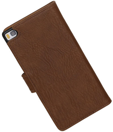 Huawei P8 Bark Booktype Wallet Hoesje Bruin