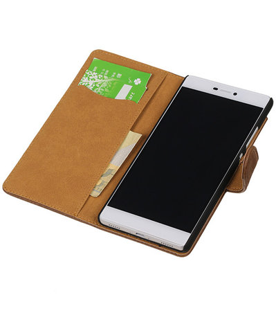 Huawei P8 Bark Booktype Wallet Hoesje Bruin