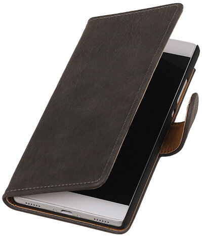 Huawei P8 Bark Booktype Wallet Hoesje Grijs