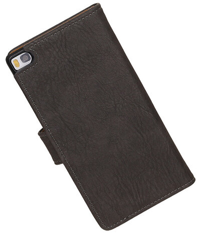 Huawei P8 Bark Booktype Wallet Hoesje Grijs