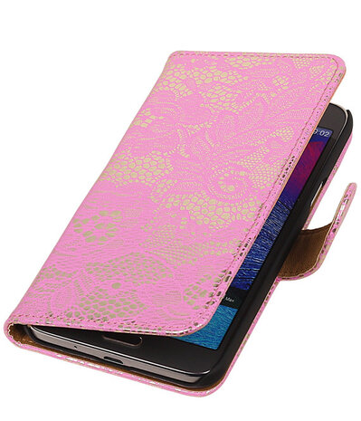 Samsung Galaxy Grand Max Lace Booktype Wallet Hoesje Roze