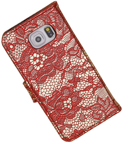 Samsung Galaxy S6 Edge Lace Booktype Wallet Hoesje Rood