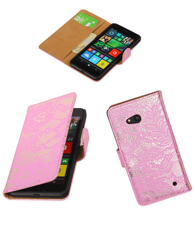 Microsoft Lumia 640 Lace Booktype Wallet Hoesje Roze