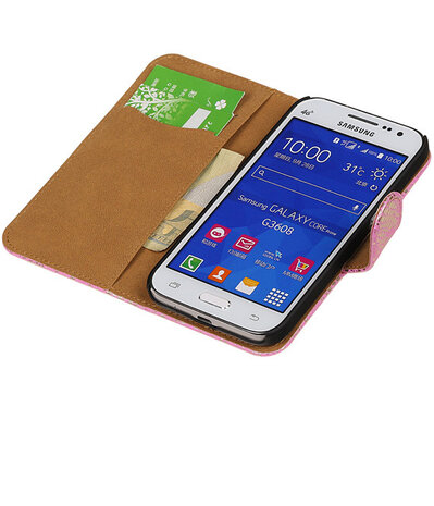 Samsung Galaxy Core Prime Lace Bookstyle Wallet Hoesje Roze