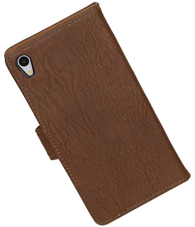 Sony Xperia Z4/Z3 Plus Bark Hout Booktype Wallet Hoesje Bruin