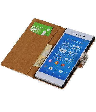 Sony Xperia Z4/Z3 Plus Lace Kant Booktype Wallet Hoesje Wit