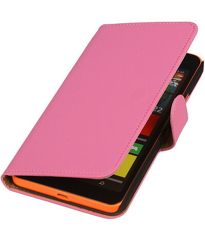 Microsoft Lumia 640 XL Effen Booktype Wallet Hoesje Roze