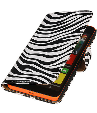 Microsoft Lumia 640 XL Zebra Booktype Wallet Hoesje Wit