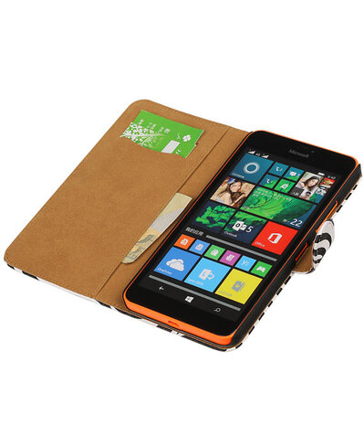 Microsoft Lumia 640 XL Zebra Booktype Wallet Hoesje Wit