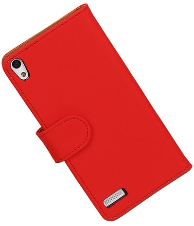 Huawei Ascend P6 Effen Booktype Wallet Hoesje Rood