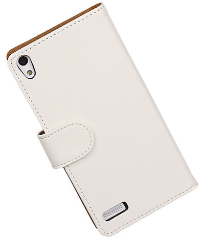 Huawei Ascend P6 Effen Booktype Wallet Hoesje Wit