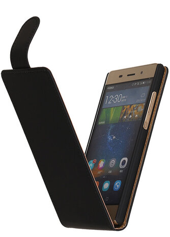 Zwart Effen Classic Flipcase Hoesje Huawei P8 Lite