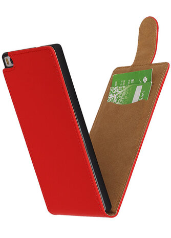 Rood Effen Classic Flipcase Hoesje Huawei P8