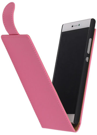 Roze Effen Classic Flipcase Hoesje Huawei P8