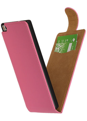 Roze Effen Classic Flipcase Hoesje Huawei P8