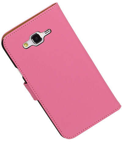 Samsung Galaxy J5 Effen Booktype Wallet Hoesje Roze