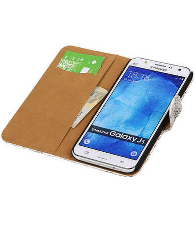 Samsung Galaxy J5 Lace Kant Booktype Wallet Hoesje Wit