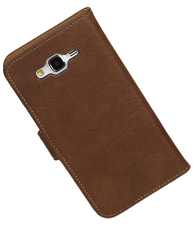 Samsung Galaxy J7 Bark Hout Booktype Wallet Hoesje Bruin