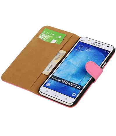 Samsung Galaxy J7 Effen Booktype Wallet Hoesje Roze