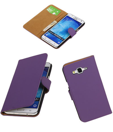 Samsung Galaxy J7 Effen Booktype Wallet Hoesje Paars