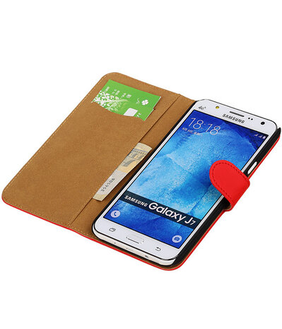 Samsung Galaxy J7 Effen Booktype Wallet Hoesje Rood