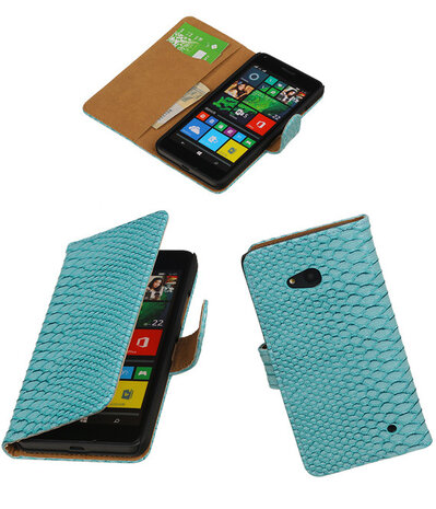 Microsoft Lumia 640 Snake Booktype Wallet Hoesje Turquoise