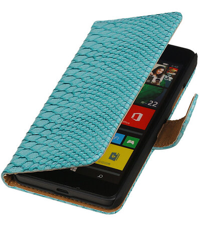 Microsoft Lumia 640 Snake Booktype Wallet Hoesje Turquoise