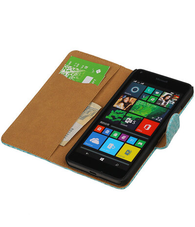 Microsoft Lumia 640 Snake Booktype Wallet Hoesje Turquoise