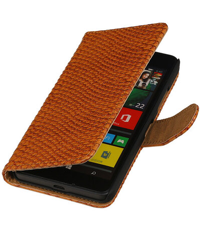 Microsoft Lumia 640 Snake Booktype Wallet Hoesje Bruin