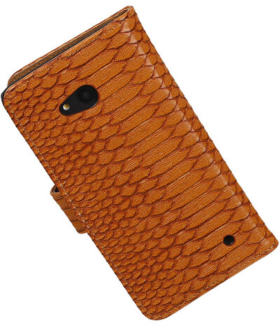 Microsoft Lumia 640 Snake Booktype Wallet Hoesje Bruin