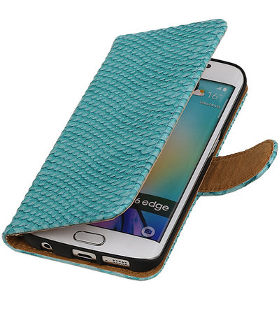 Slang Turquoise Samsung Galaxy S6 Edge Book Wallet Case Hoesje